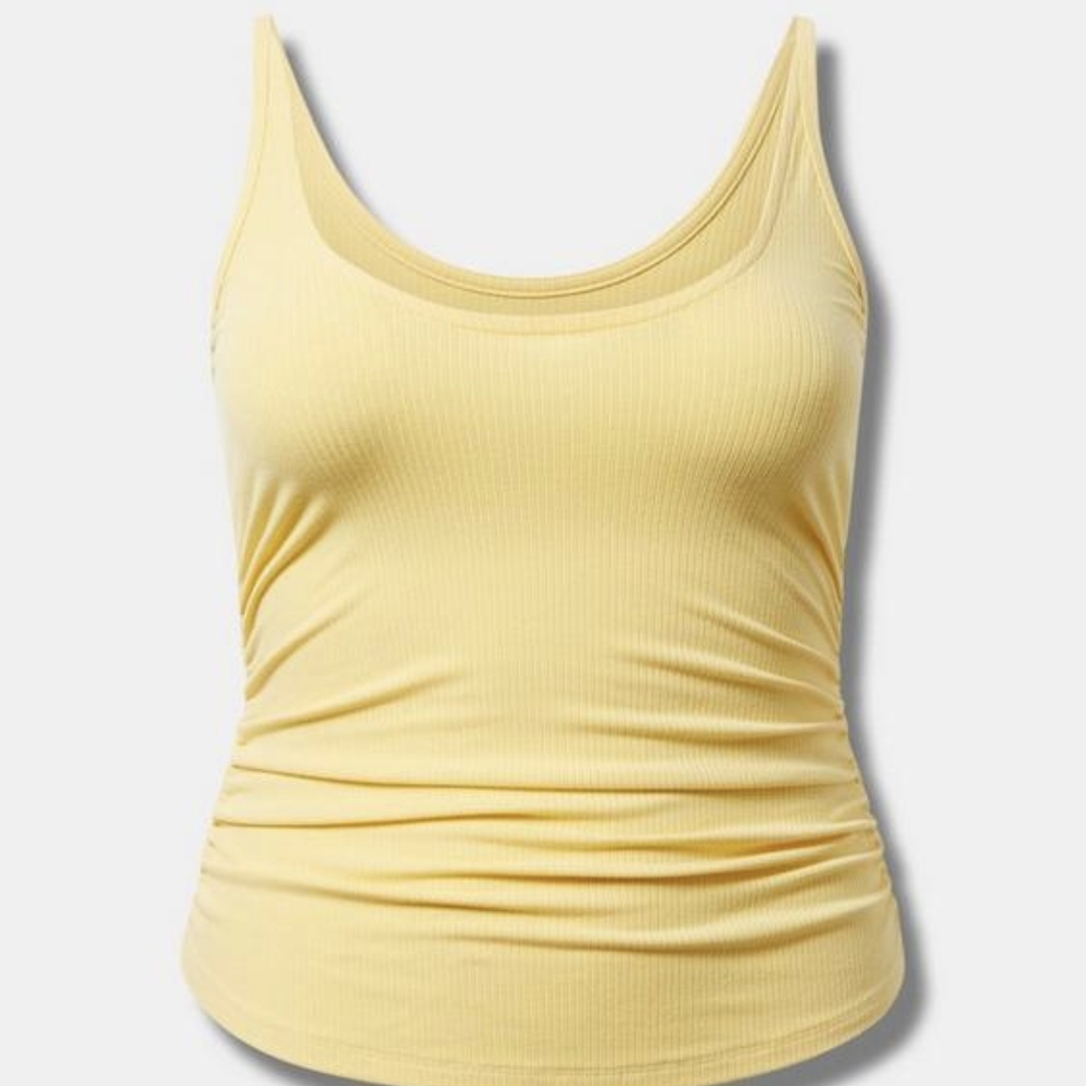 Torrid Ribbed Super Soft Ruched Yellow Cami Tank, NWOT, Size 1X